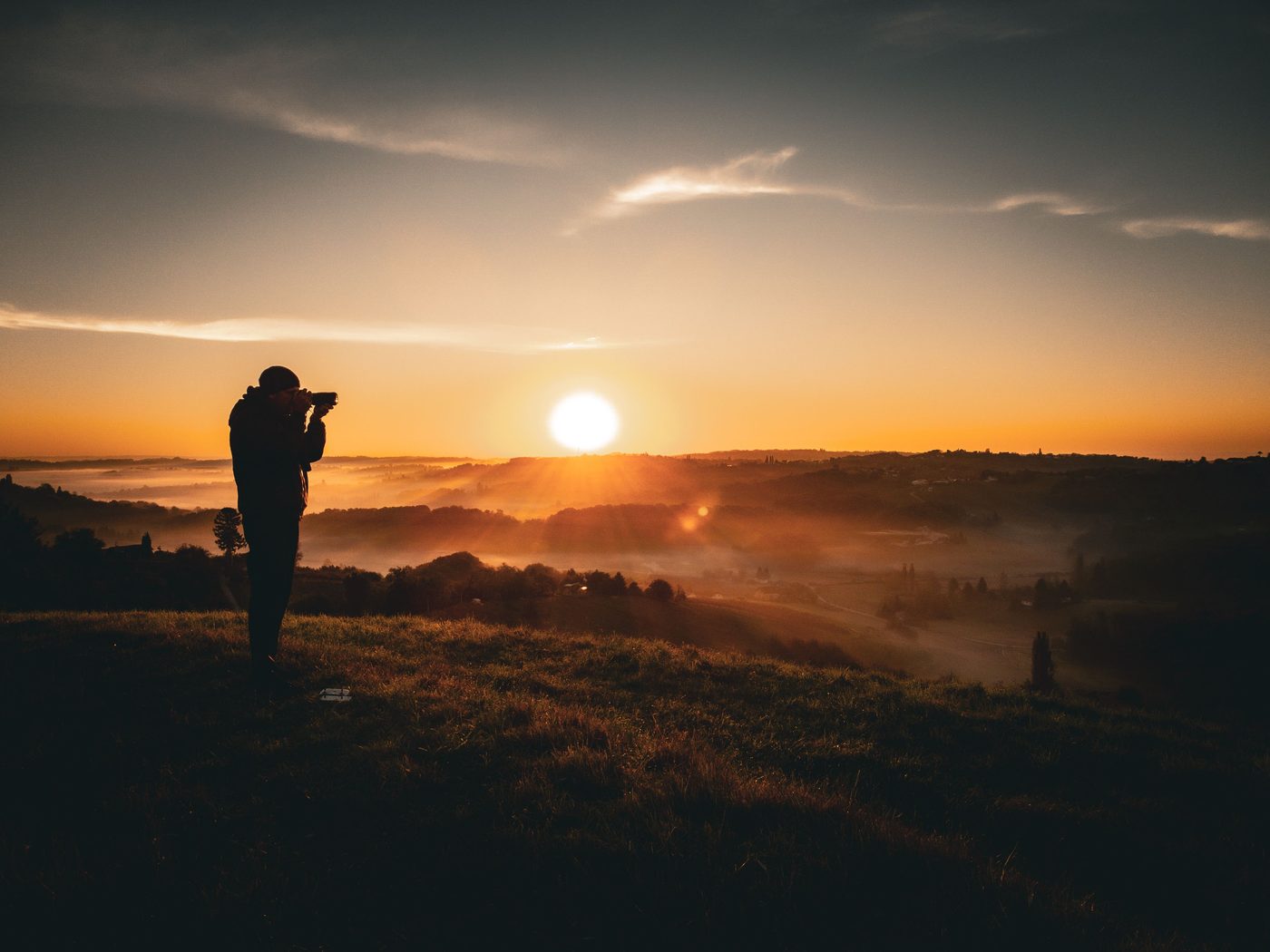 Photographer at golden hour